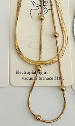 Gold Top Detaylı Çift Sıra Kolye