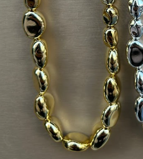 Gold Oval Boncuk Kolye